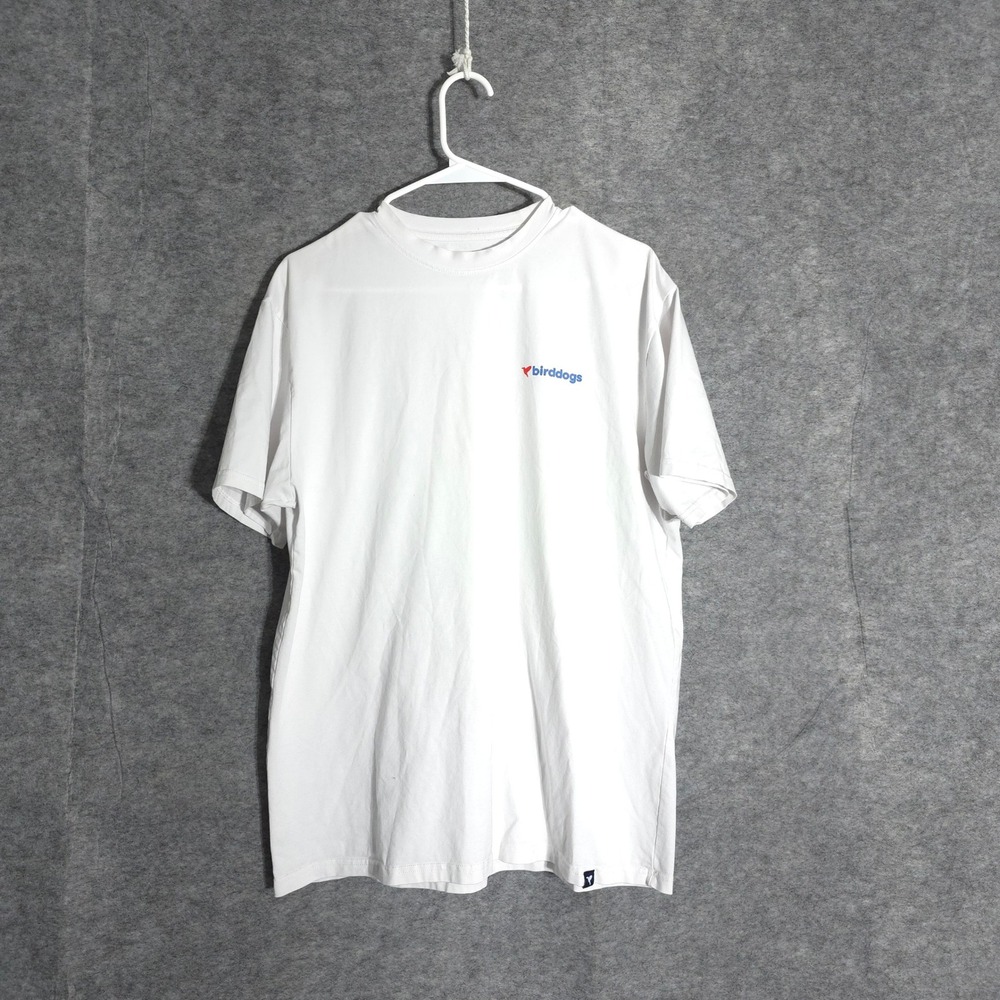 Birddogs Graphic T-Shirt Mens XL White American Flag Bird Short Sleeve Crew Neck
